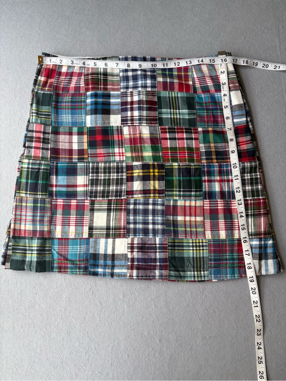 Castaway Nantucket Plaid Madras Patchwork Cotton Skirt Multicolor Sz16 SEE NOTE! - Picture 4 of 12
